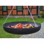 Ce Wok en acier suspendu avec manivelle sur trépied 200cm est à placer au-dessus de votre foyer extérieur