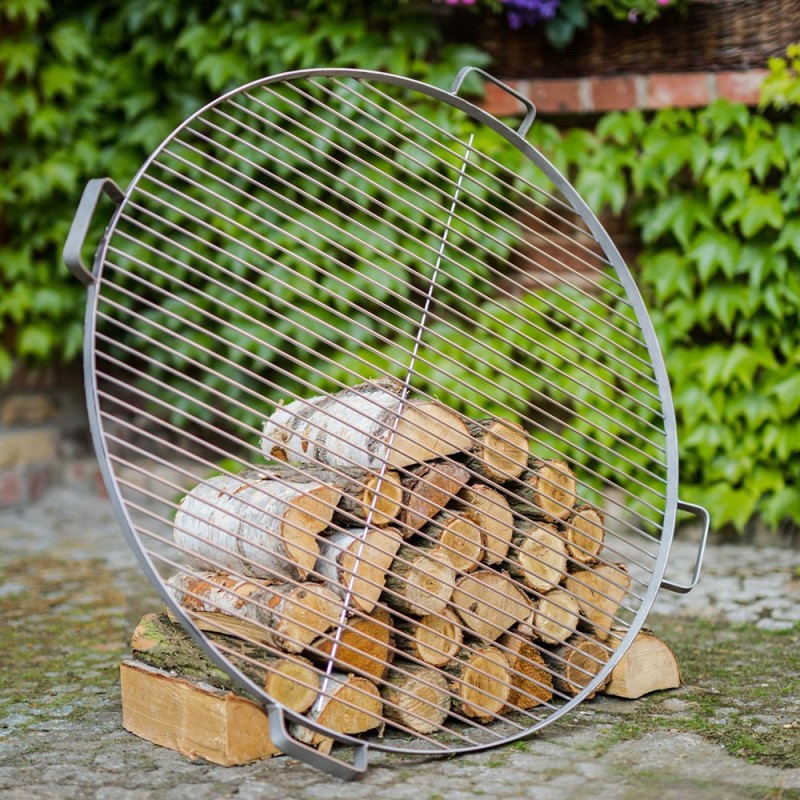 Grille de cuisson de 60cm de diamètre en acier avec poignées pour brasero de jardin