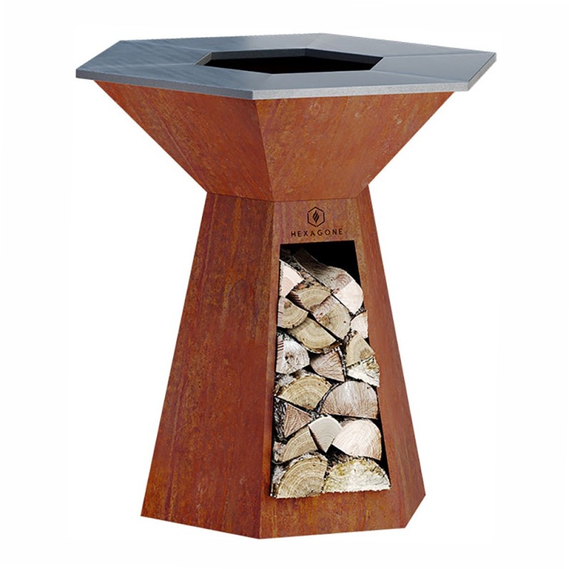 Brasero en acier corten de 105cm de diamètre - robuste, solide avec un aspect esthétique