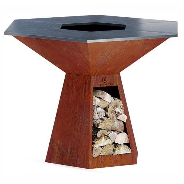 Brasero en acier corten de 150cm de diamètre - robuste, solide avec un aspect esthétique - pensé pour être convivial