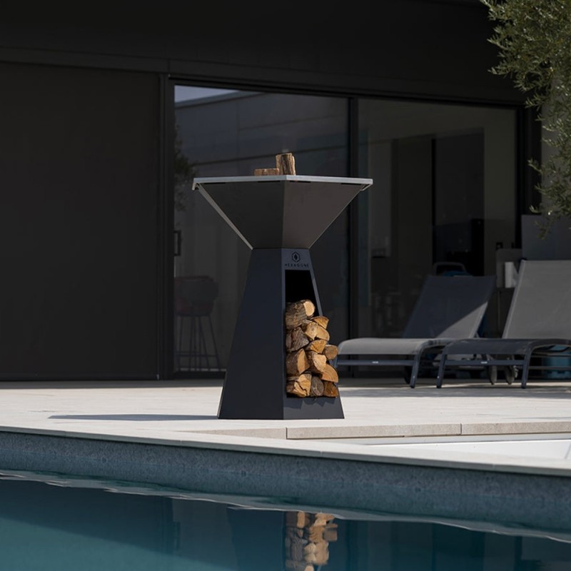 Brasero 85cm de diamètre et 98cm de hauteur en epoxy noir design élégant