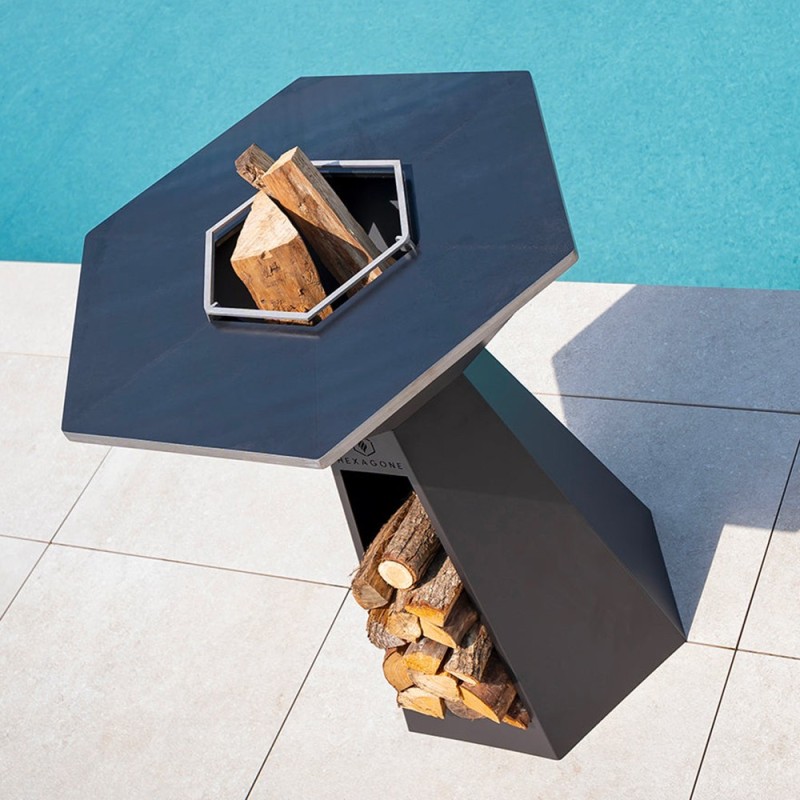 Brasero 85cm de diamètre et 98cm de hauteur en epoxy noir design élégant