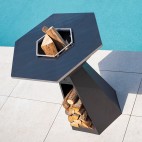 Brasero 85cm de diamètre et 98cm de hauteur en epoxy noir design élégant