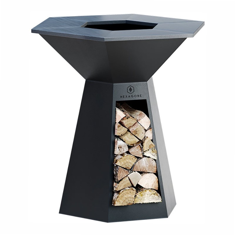 Brasero 105cm de diamètre pour barbecue en terrasse - design en epoxy noir élégant
