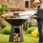 Brasero 105cm de diamètre pour barbecue en terrasse - design en epoxy noir élégant