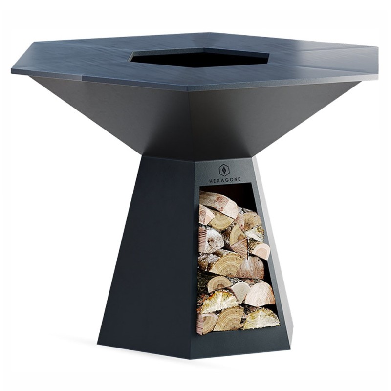 Brasero 150cm de diamètre - grande surface pour cuire vos aliments - design en epoxy noir sophistiqué