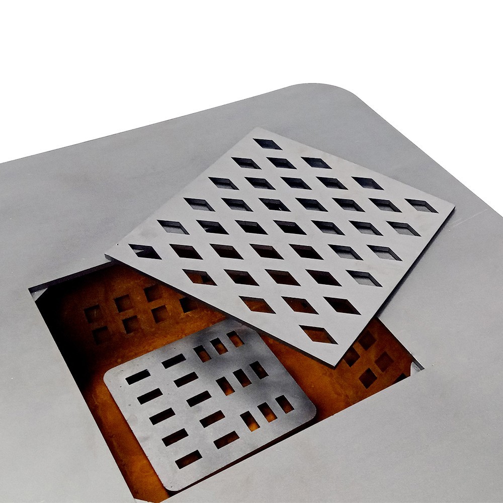 Grille centrale amovible et plancha en acier carbone Grille centrale amovible et plancha en acier carbone