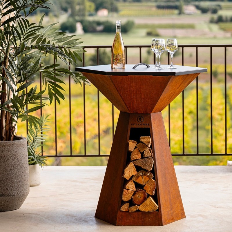 Couvercle pour brasero 85cm de diamètre pour couvrir votre plaque de cuisson (exemple de mise en situation)