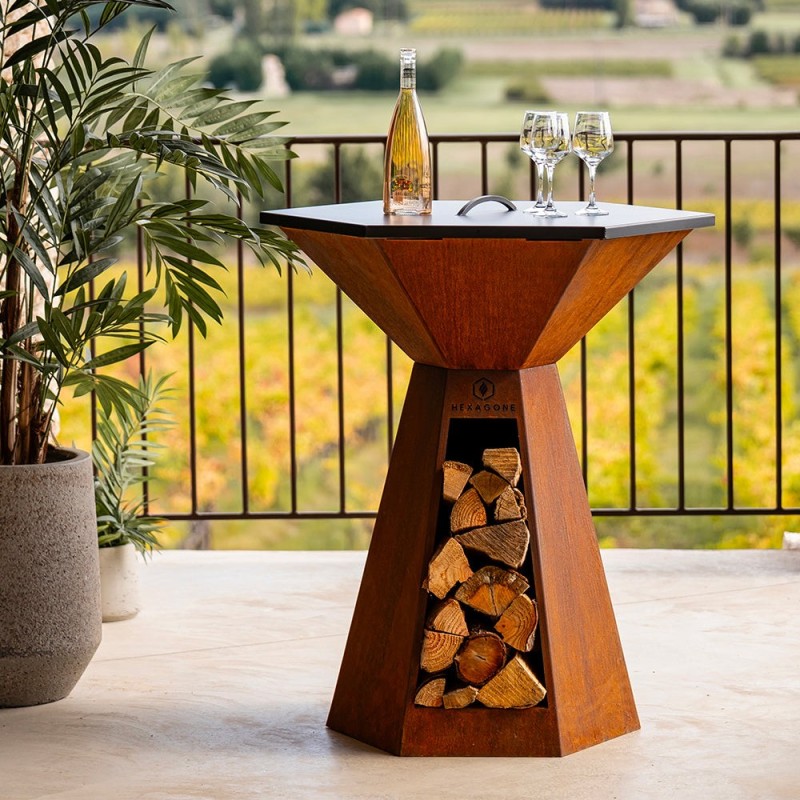 Couvercle pour brasero 105cm de diamètre pour couvrir votre plaque de cuisson (exemple de mise en situation)