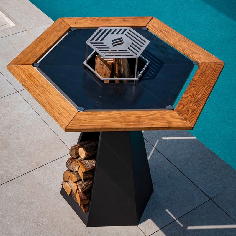 grille plinthe pour brasero 85cm en inox (exemple de mise en situation)