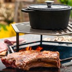 grille plinthe pour brasero 85cm en inox - cuisson surélevée au centre du barbecue