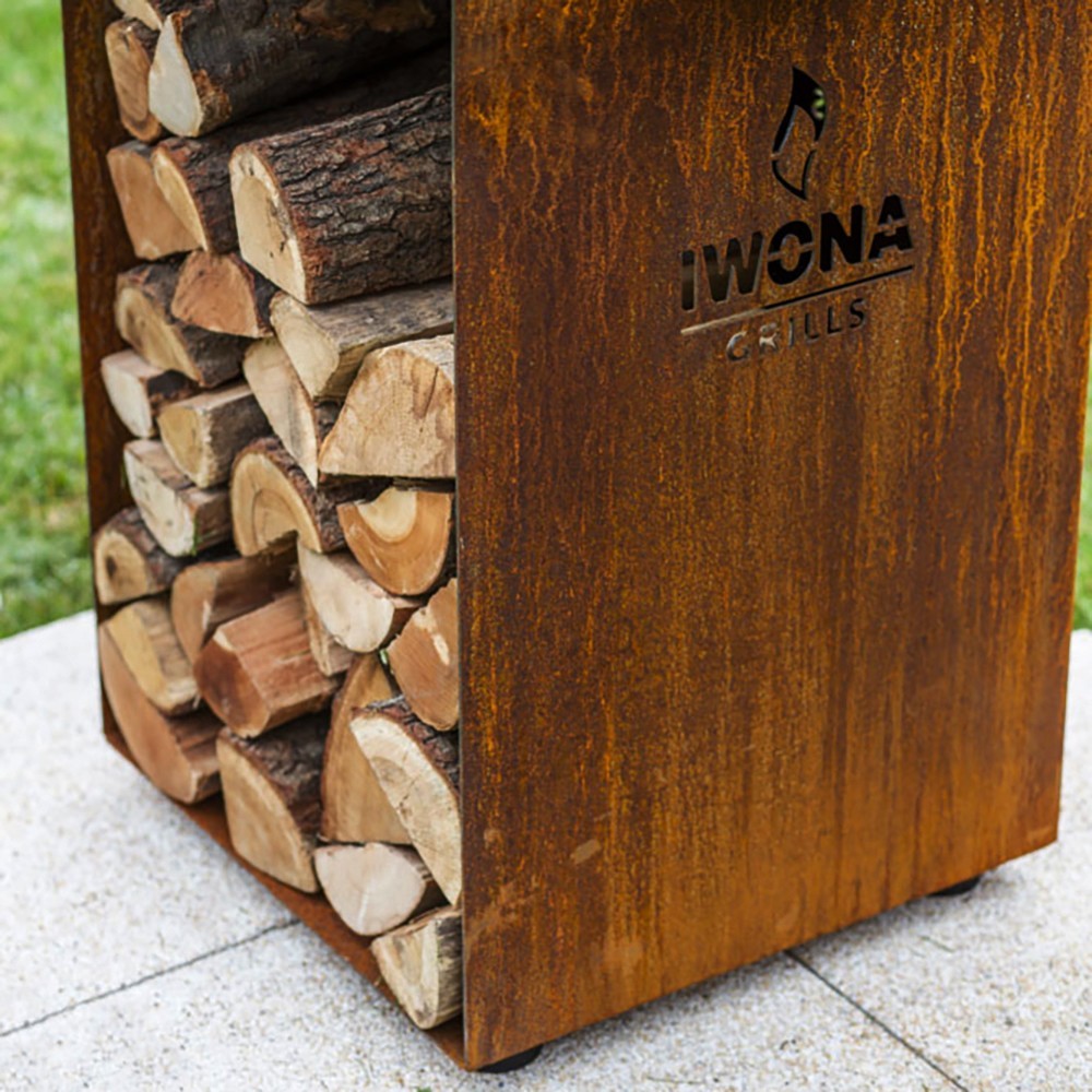 Un espace de stockage pour le bois permet d'utiliser le Brasero Iwona Grill 80 très confortablement