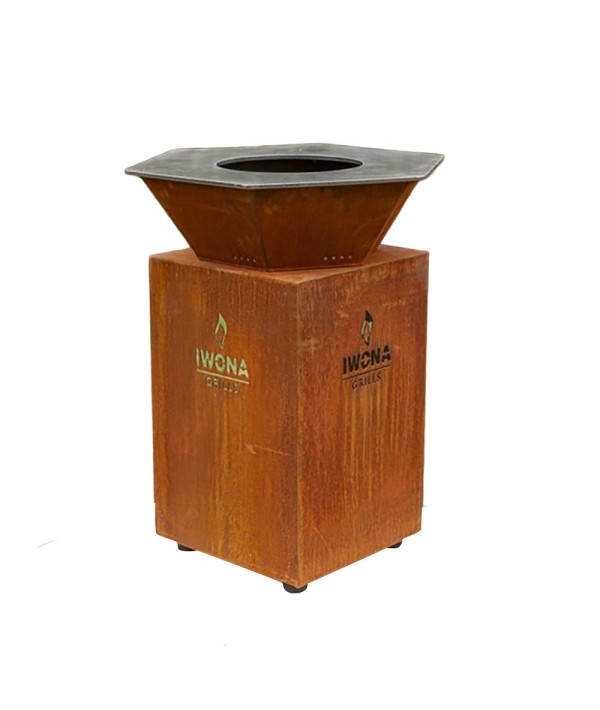 Brasero Plancha de la marque Iwona Grills en acier corten avec plaque de cuisson de 80cm de diamètre