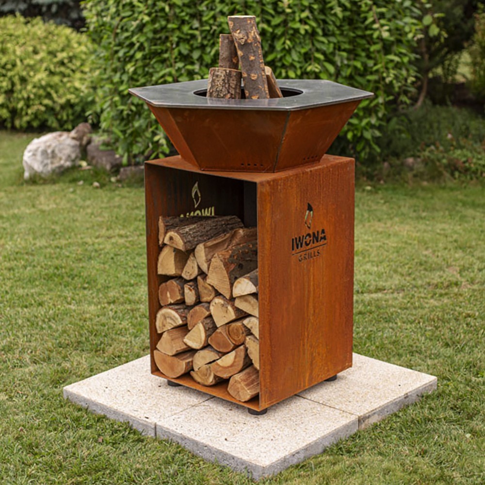 Le Brasero Iwona Grill Ø80cm a une plancha de forme hexagonale