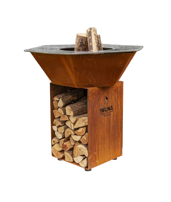 Brasero Plancha Iwona Grills en acier Corten avec plancha de 100cm de diamètre