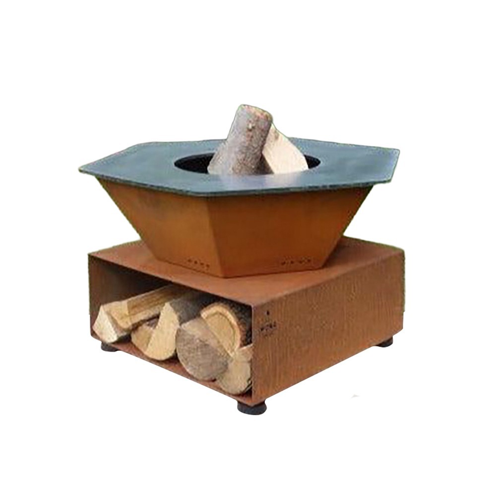 Brasero Iwona Grill en corten 80cm de diamètre en version plus compact - installation facile et rapide