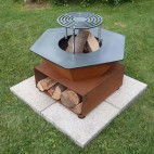 Brasero Iwona Grill en corten 80cm de diamètre en version plus compact - installation facile et rapide