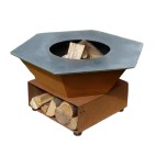 Brasero Iwona Grill en corten avec plancha de 100cm de diamètre en version compacte
