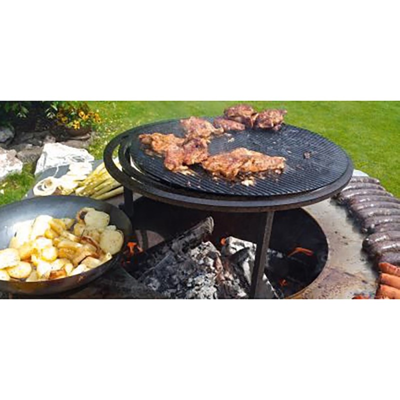 Plaque de verre pour Brasero 114cm de diamètre pour grillades (exemple de mise en situation)