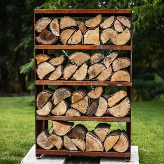 Rangement à bois pour le jardin 45x90x140cm en corten