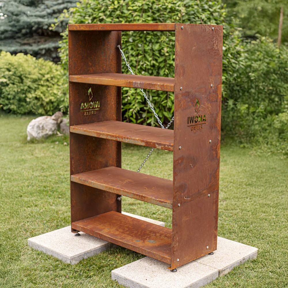 Rangement à bois pour le jardin 45x90x140cm en acier corten