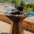 Brasero Hexagone en acier corten de 150cm de diamètre modèle grand banquet