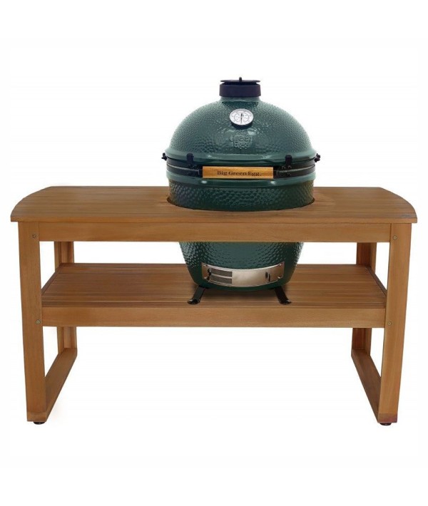 Table bois eucalyptus pour brasero big green egg XL (exemple de mise en situation, Kamado vendu séparément)