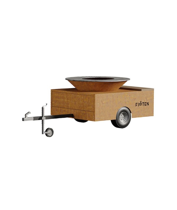 Brasero remorque Voyageur Firten avec sa plancha de 150cm