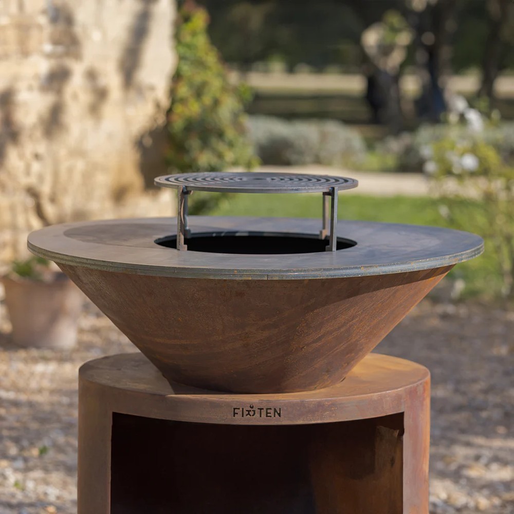 Grille de cuisson surélevée 100cm de diamètre pour brasero (exemple de mise en situation)