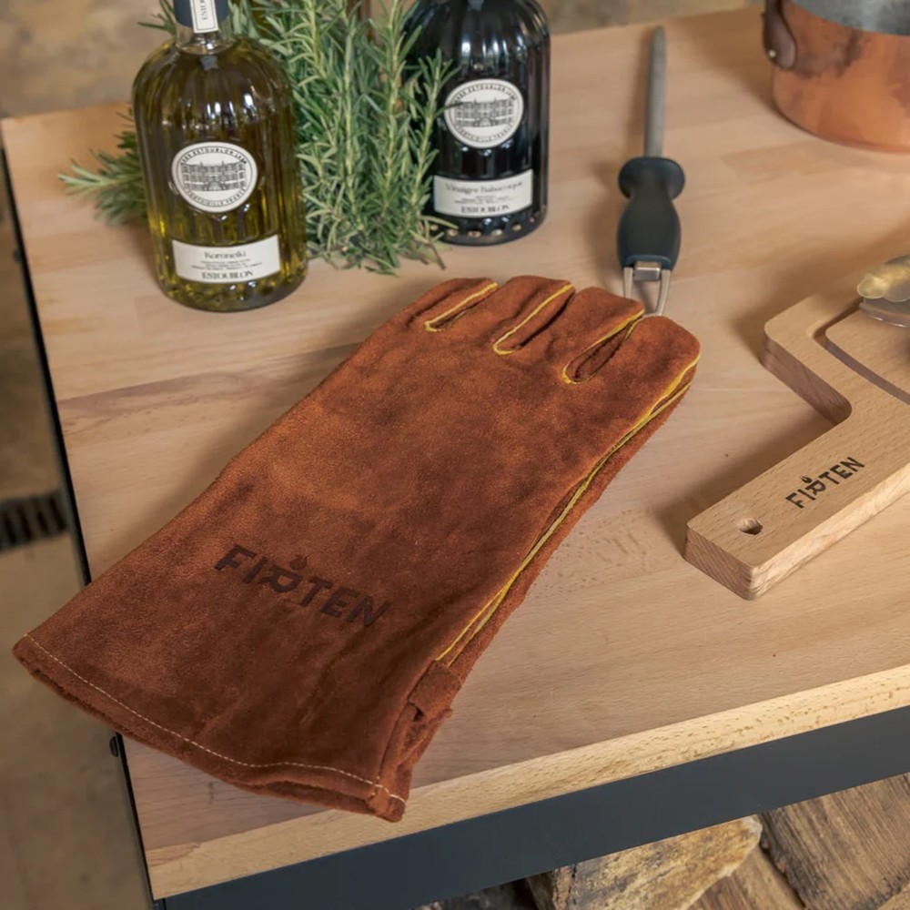 Gants en cuir Firten pour protection - manipulation de bois ou utilisation du brasero