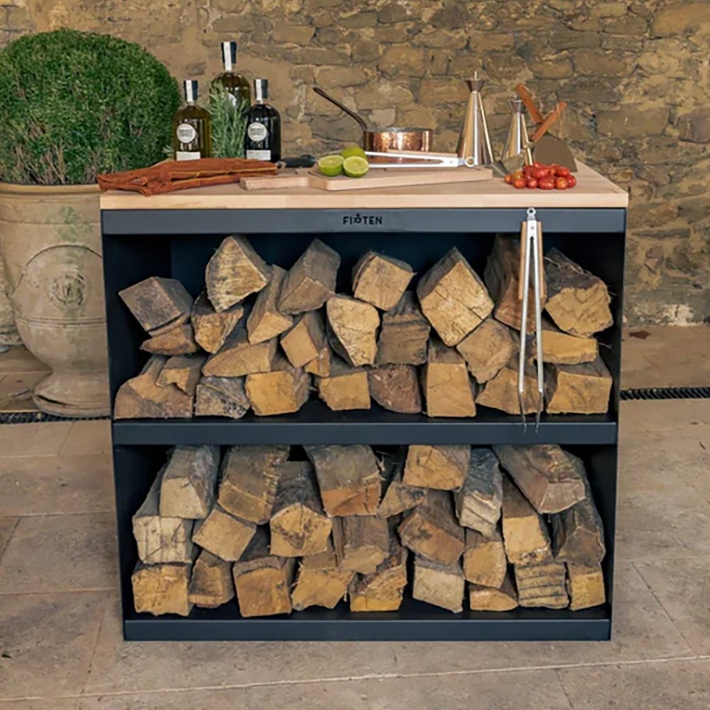 Desserte pour rangement ou plan de travail - Noir - marque Firten (exemple de mise en situation, accessoires vendus séparément)