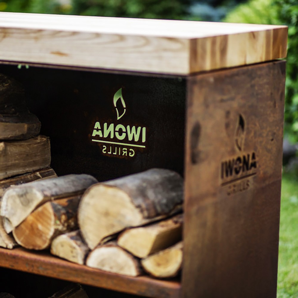 Meuble pour ranger le bois en acier Corten pour plus de durabilité en extérieur Meuble pour ranger le bois en acier Corten pour plus de durabilité en extérieur