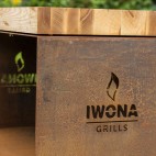 meuble en acier Corten pour stocker le bois et préparer les repas