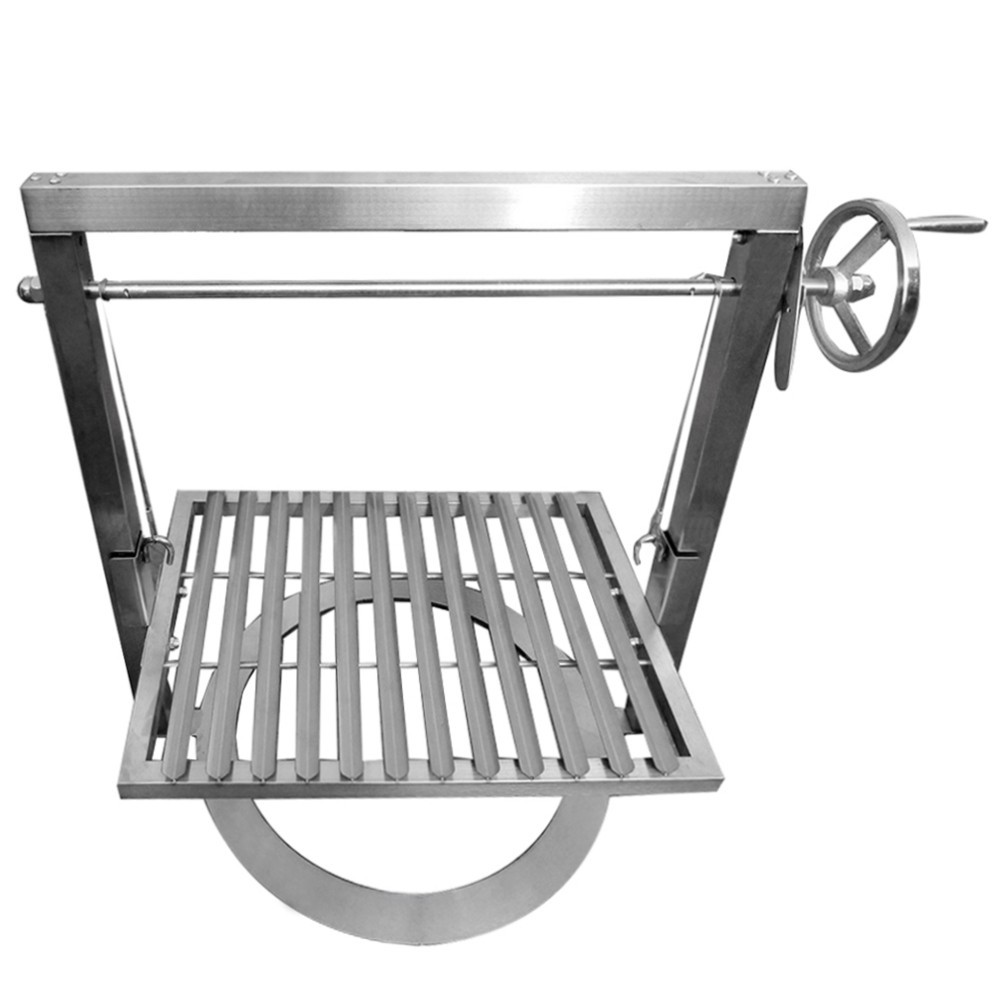 Barbecue argentin France Braseros avec lames gouttières et support avec manivelle