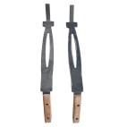 Deux pinces en acier avec manche en bois pour manipuler les grilles de cuisson France Braseros