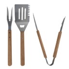 kit d'accessoires composé d'une pince, d'une spatule et d'une grande fourchette en acier France Braseros