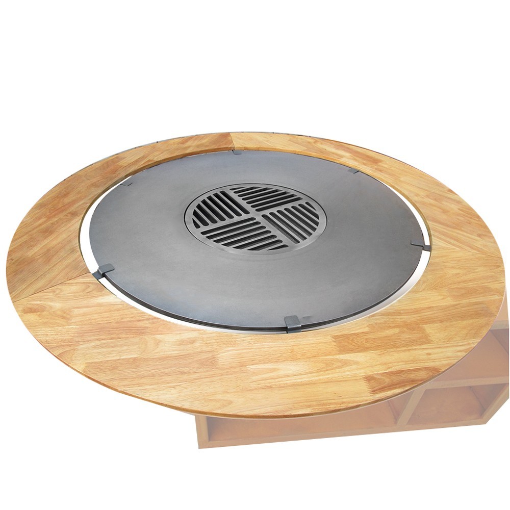 Contour en bois vernis pour braseros de 100cm de diamètre France Braseros (exemple de mise en situation)