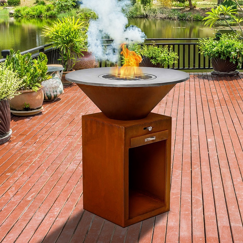 Brasero Le Pétoncle de France Braseros avec tiroir avec meuble carré et rangement pour le bois Brasero Le Pétoncle de France Braseros avec tiroir avec meuble carré et rangement pour le bois