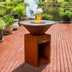 Brasero Le Pétoncle de France Braseros avec tiroir avec meuble carré et rangement pour le bois