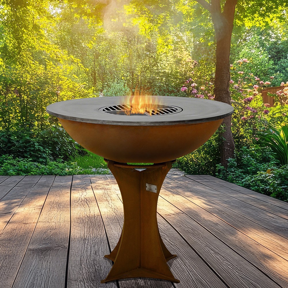 Brasero avec socle en Corten en forme d'étoile France Braseros (exemple de mise en situation)