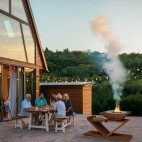Brasero avec meuble rectangle design en acier corten France Braseros