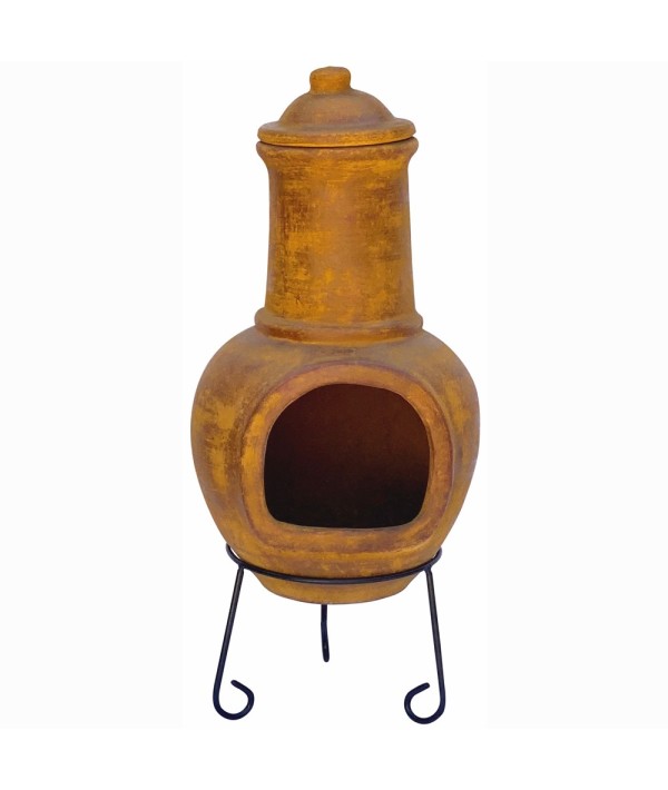 Brasero mexicain classique artisanal en terre cuite de couleur jaune Sol Y Yo