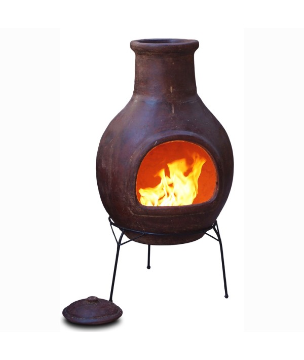 Brasero mexicain XL fabriqué dans la région de Guadalajara en terre cuite de couleur rouge Sol Y Yo