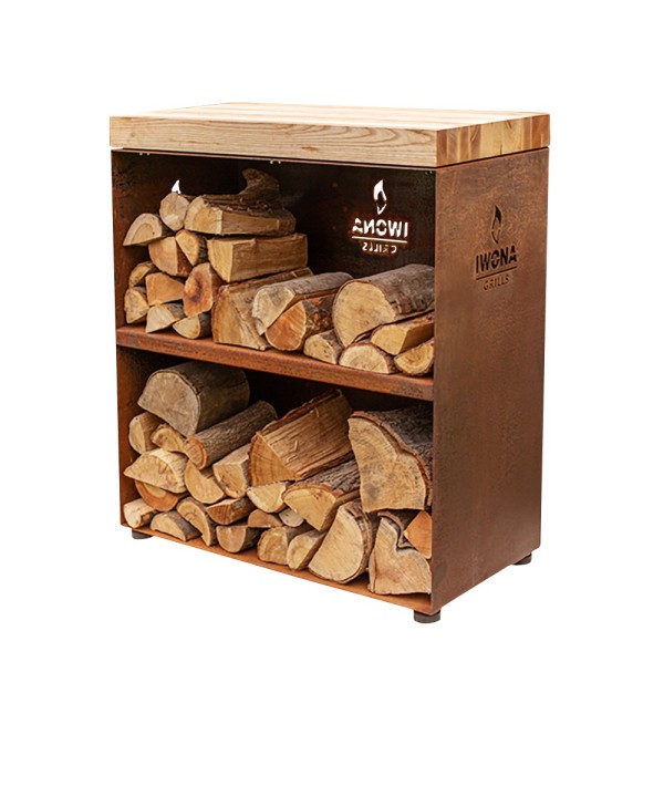 Meuble de rangement pour le bois près de son brasero Iwona Grills