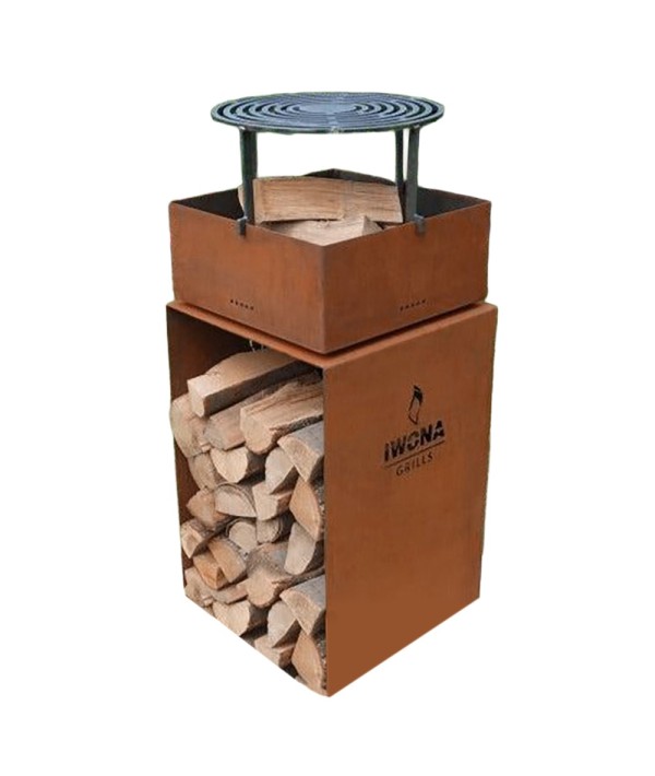 Brasero barbecue Quadro format carré avec grille de cuisson au-dessus du foyer