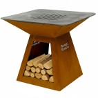 Dans le creux du pied du brasero La Patelle de France Braseros, un compartiment est destiné à stocker le bois. Dans le creux du pied du brasero La Patelle de France Braseros, un compartiment est destiné à stocker le bois.