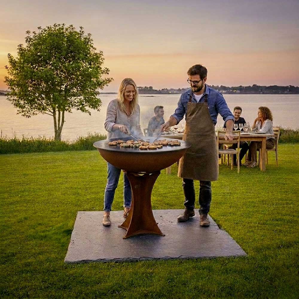 brasero plancha avec plaque de cuisson de 100cm (exemple de mise en situation)