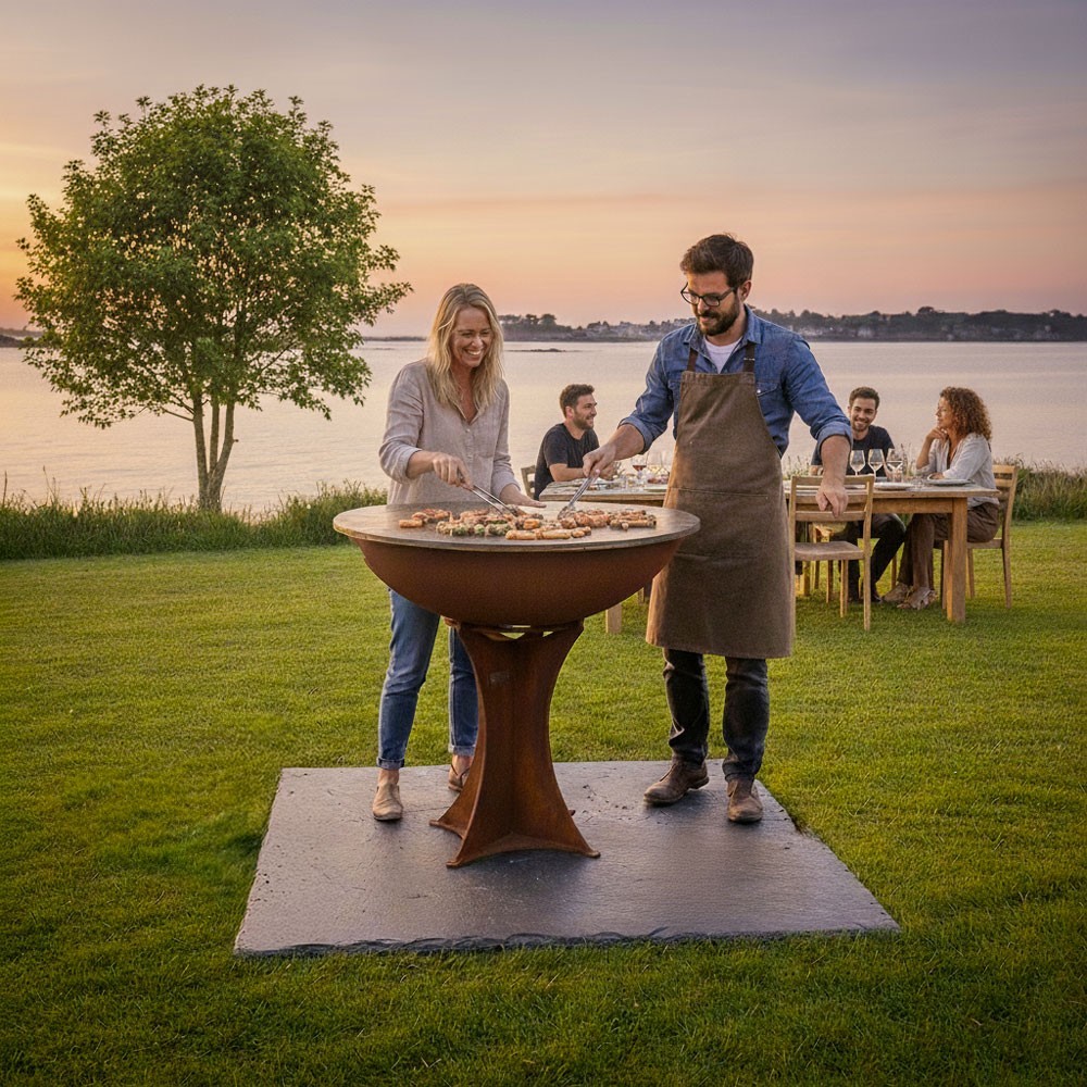 brasero plancha avec plaque de cuisson de 100cm (exemple de mise en situation)