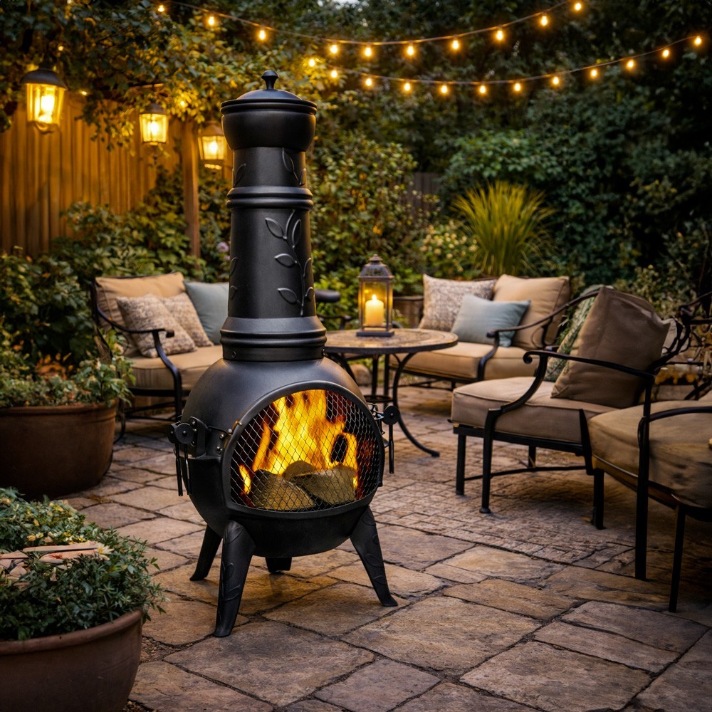 La chemin&eacute;e d'ext&eacute;rieur Leaf de Buschbeck est en acier.