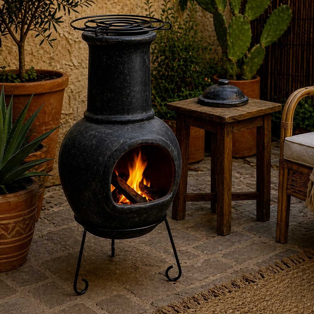 Chemin&eacute;e mexicaine en argile fabriqu&eacute;e  au Mexique (grille top vendue s&eacute;par&eacute;ment)